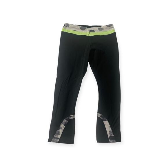 Lululemon size 6 inspire crop black green leggings beyond gym basic workout - Picture 1 of 12